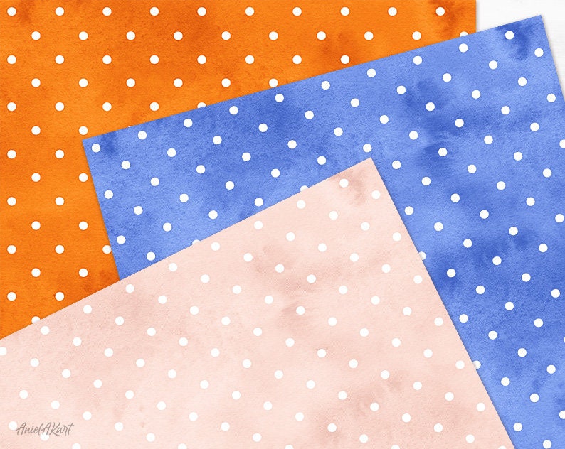 90 Polka Dot Digital Paper Pack Bundle Rainbow Background Watercolor ...