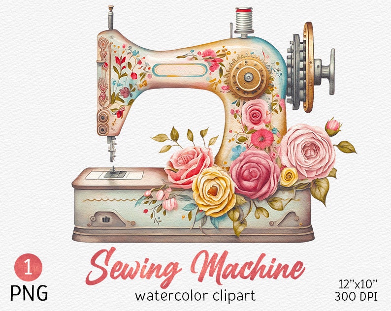 Vintage Sewing Machine Digital Download Clipart Sewing Machine Illustration  Antique Sewing Machine Art Craft INSTANT DOWNLOAD 