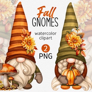 Fall Gnomes PNG Sublimation Design Thanksgiving Gnomes Autumn Gnomes clipart Cute Hand Drawn Watercolor Gnomes Pumpkin PNG Fall PNG download