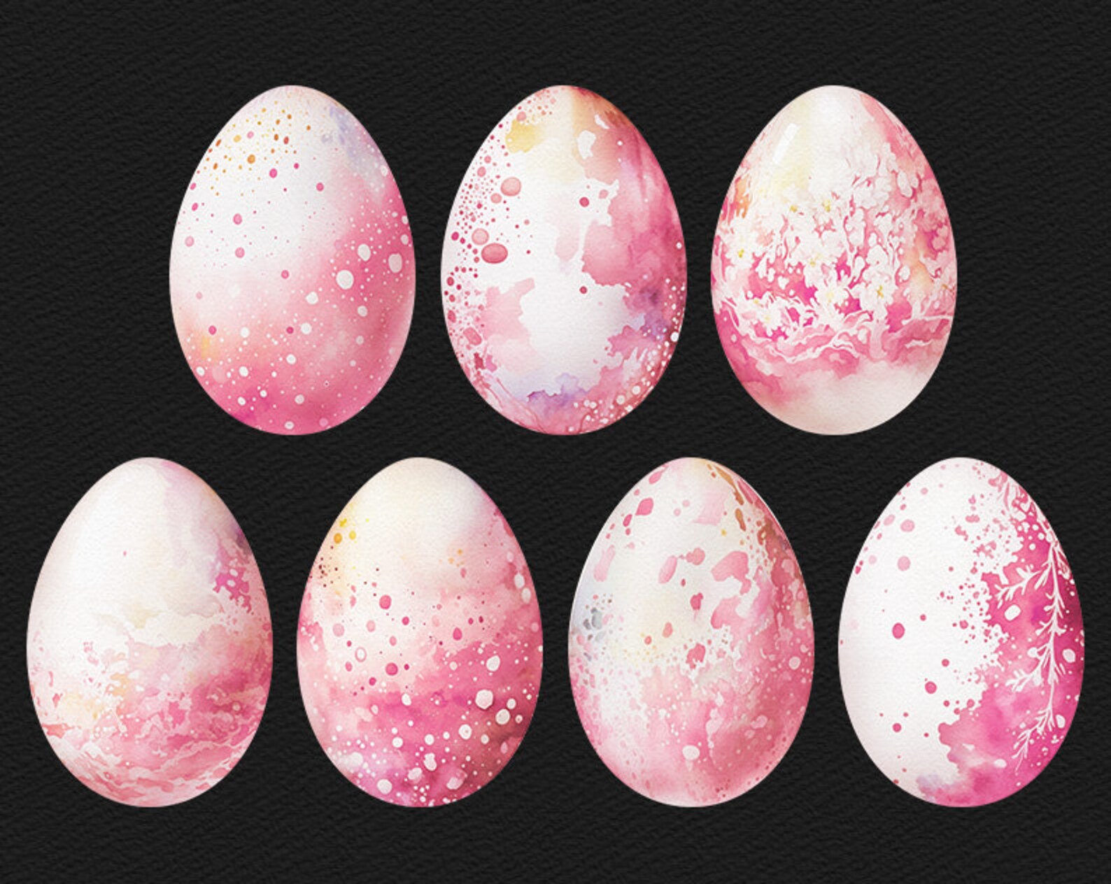 Watercolor Easter Eggs Clipart Bundle White and Pink Easter Egg PNG ...