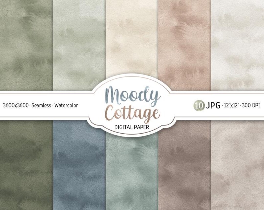 Watercolor Moody Cottage Digital Paper Pack Cottagecore Seamless ...
