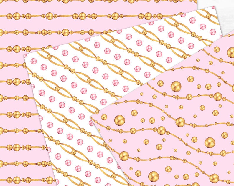 Gold Pink Seamless Pattern Watercolor Polka Dot Digital Paper - Etsy