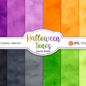 Watercolor Halloween Digital Paper Pack Halloween Hues Seamless Pattern Printable Scrapbooking Paper background Fall tones decor texture