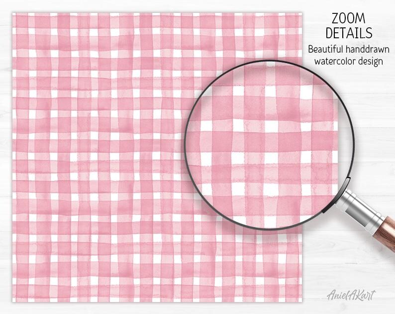 Blush Coquette Digital Paper Pack Watercolor Gingham Seamless Patterns ...