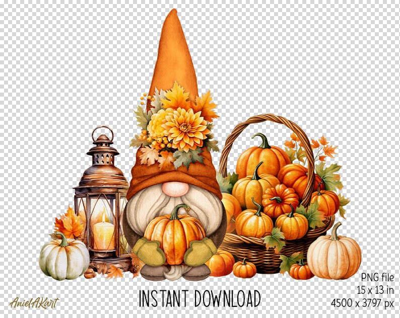 Fall Gnome PNG Sublimation Design Thanksgiving Gnome Autumn Gnome ...
