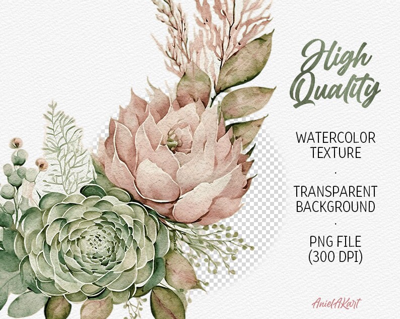 Watercolor Boho Floral Frame Clipart Flower Wreath Boho Wedding PNG ...