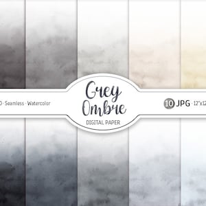 Grijze Ombre aquarel achtergrond grijze digitale papier Pack grijze tinten naadloze patroon afdrukbare texturen Clipart Scrapbooking papierontwerp