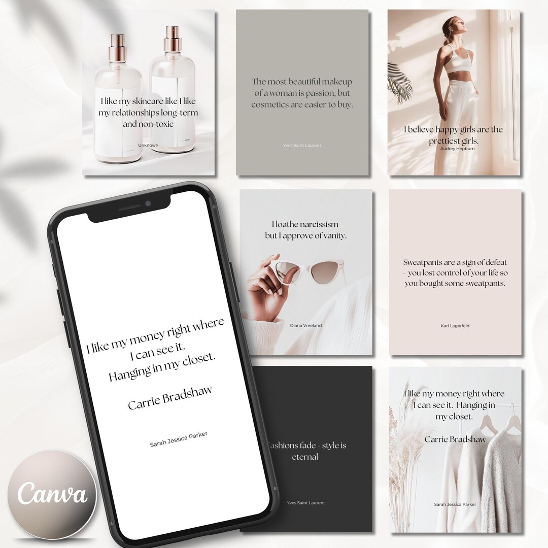 Beauty Quotes Instagram Templates | Salon Social Media (canva Editable ...