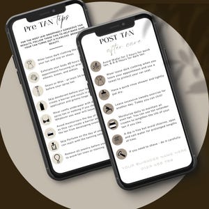 Editable Spray Tan Pre and post Card Template | Digital Pre And Post tan Care | Tan Care Card  | Spray Tan Aftercare Cards | Tan Card | TAN