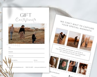 Photography Gift Certificate Template, Editable Canva Voucher (Digital Download)