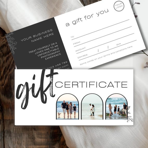 Photo Session Gift Certificate Photography Gift Voucher Photo