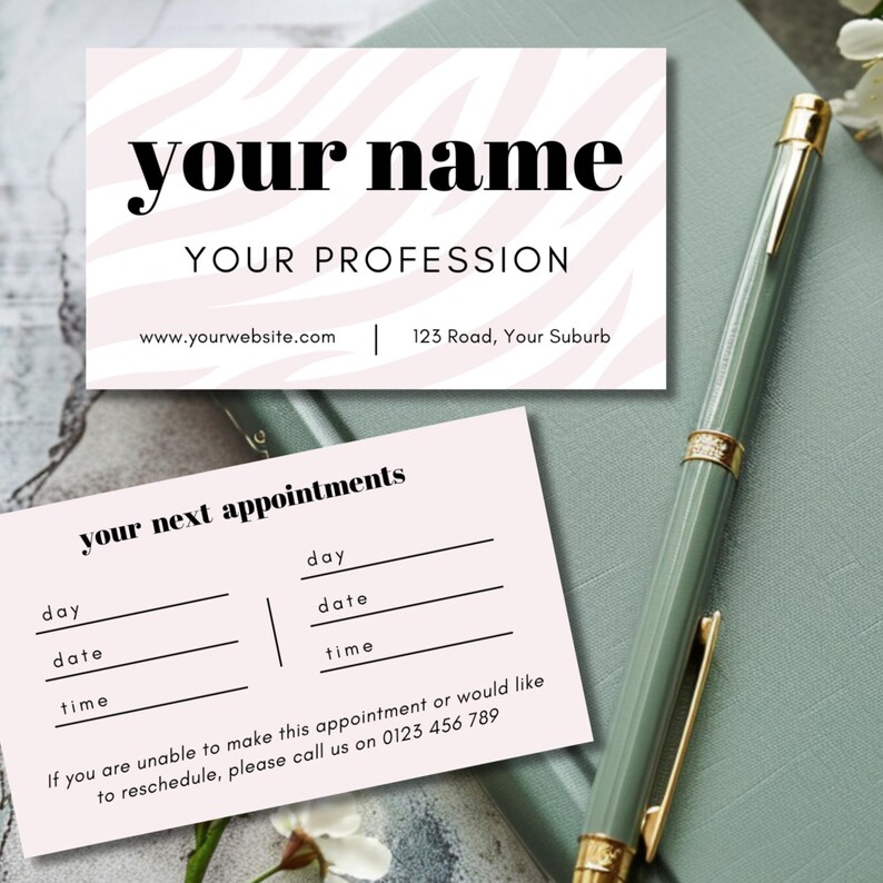 Funky Pink Appointment Card Template, Modern Business Reminder (canva ...