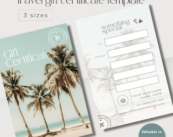 Editable Travel Gift Card Template | Canva Travel Voucher | Printable Vacation Certificate | Video Tutorials