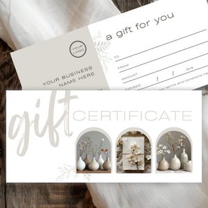 Plantilla de certificado de regalo de floristería / Vale de Canva editable / Plantilla de certificado de regalo imprimible de lujo / Cupón de regalo para floristas / Tarjeta imprimible