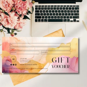 Editable Gift Certificate For Esthetician | Printable Voucher | Modern Salon Design Gift Card | Lash and Nail Tech Canva template,