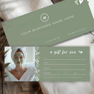 Spa Gift Certificate Template |  DIY Gift Voucher Printable | Editable Gift Card, Printable Salon Gift Certificate, Canva Voucher Template