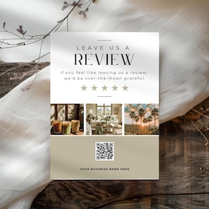 Business Review Sign QR Code | Editable Air Bnb Signage | Canva Review Sign Printable | Ask for a review | Small Business Review Request