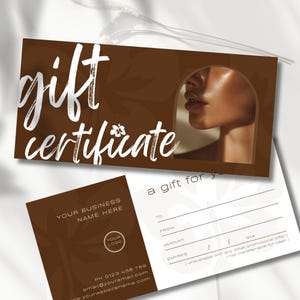 Esthetician Gift Voucher, Editable Gift Certificate, Printable Gift Card, Canva Gift voucher, Feminine Beauty Salon Tanning Spa Gift Card