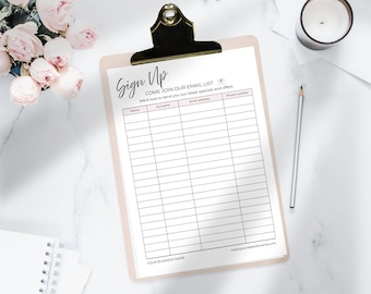 Plantilla imprimible de suscripción por correo electrónico: Formulario minimalista para lista de correo (Canva editable, 8,5 x 11 pulgadas)