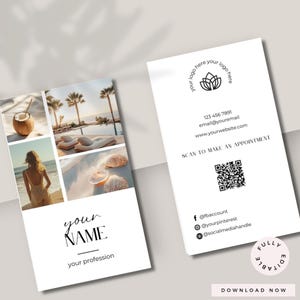 Photo business card scannable QR Code. Business Card Canva Template | vertical business card | Business Card QR Code | Scan QR Code card