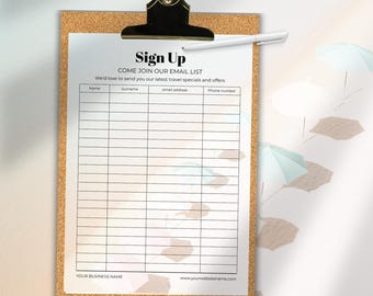 Formulario de suscripción por correo electrónico: Plantilla imprimible para lista de correo (Canva editable)