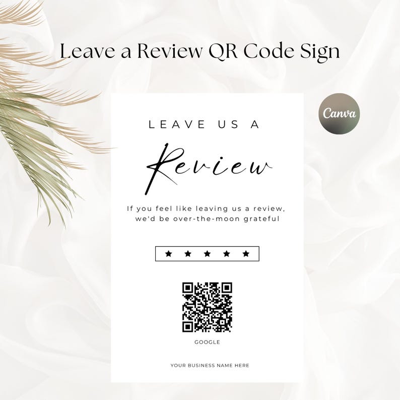 Review QR Code Sign Template, Scannable Feedback Card (canva Editable ...