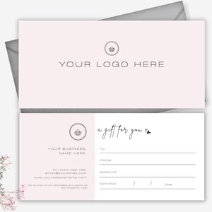 Esthetician Gift Voucher, Editable Gift Certificate, Printable Gift Card, Canva Gift voucher, Feminine Beauty Salon Esthetician Gift Card