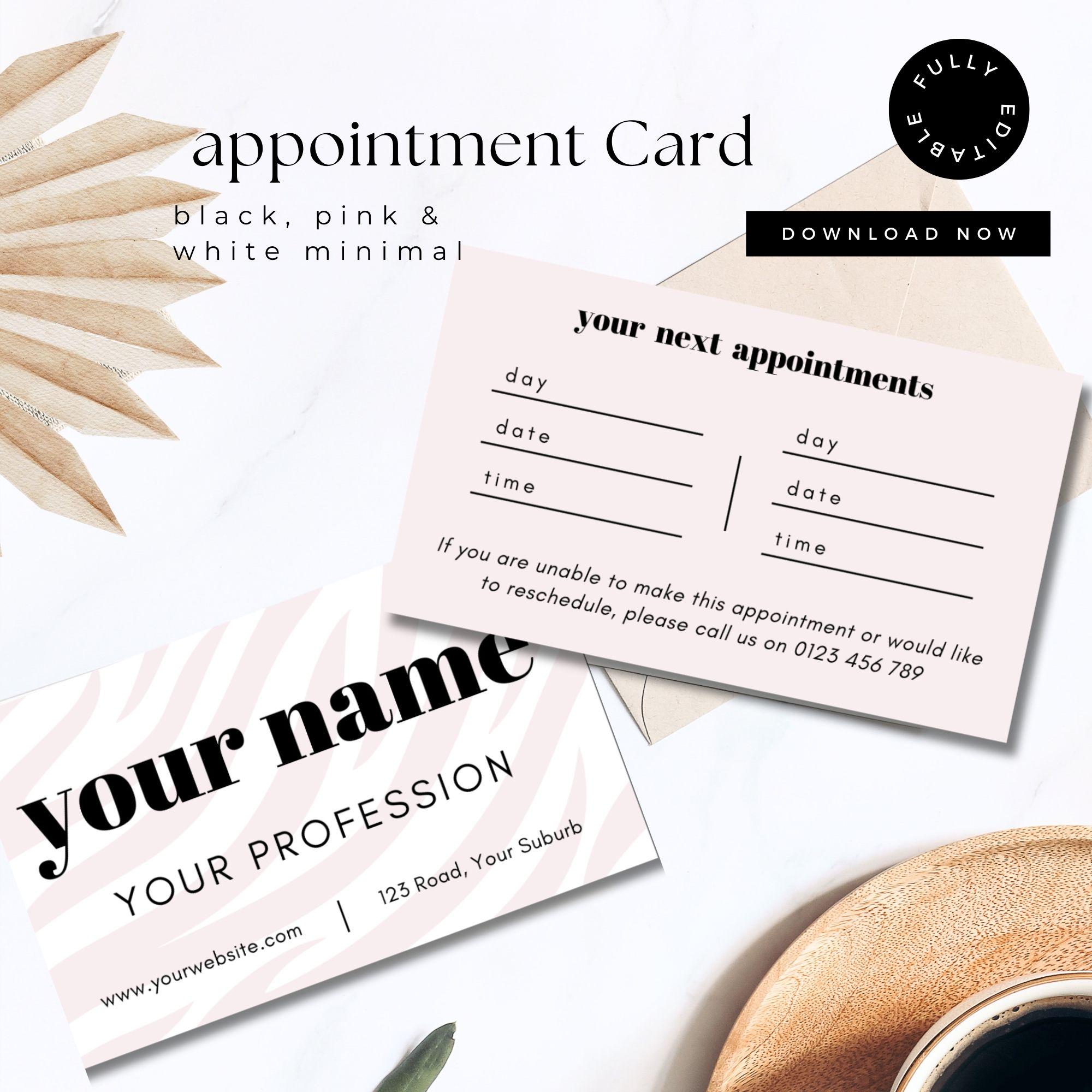 Funky Pink Appointment Card Template, Modern Business Reminder (canva ...