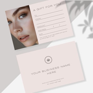 Beauty Salon Spa Gift Card, Esthetician Gift Voucher, Editable Gift Certificate, Printable Gift Card, Canva Gift voucher, Instant download