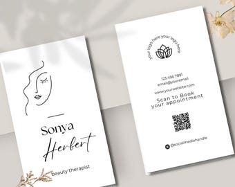 Minimalist QR Code Business Card Template (Canva Editable)