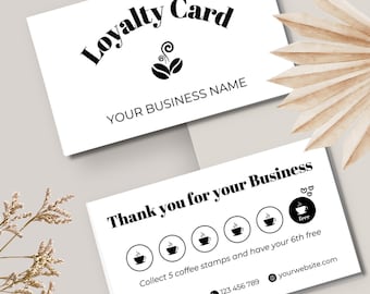 Coffee Loyalty Card | Editable Card Template | Customizable Rewards DIY