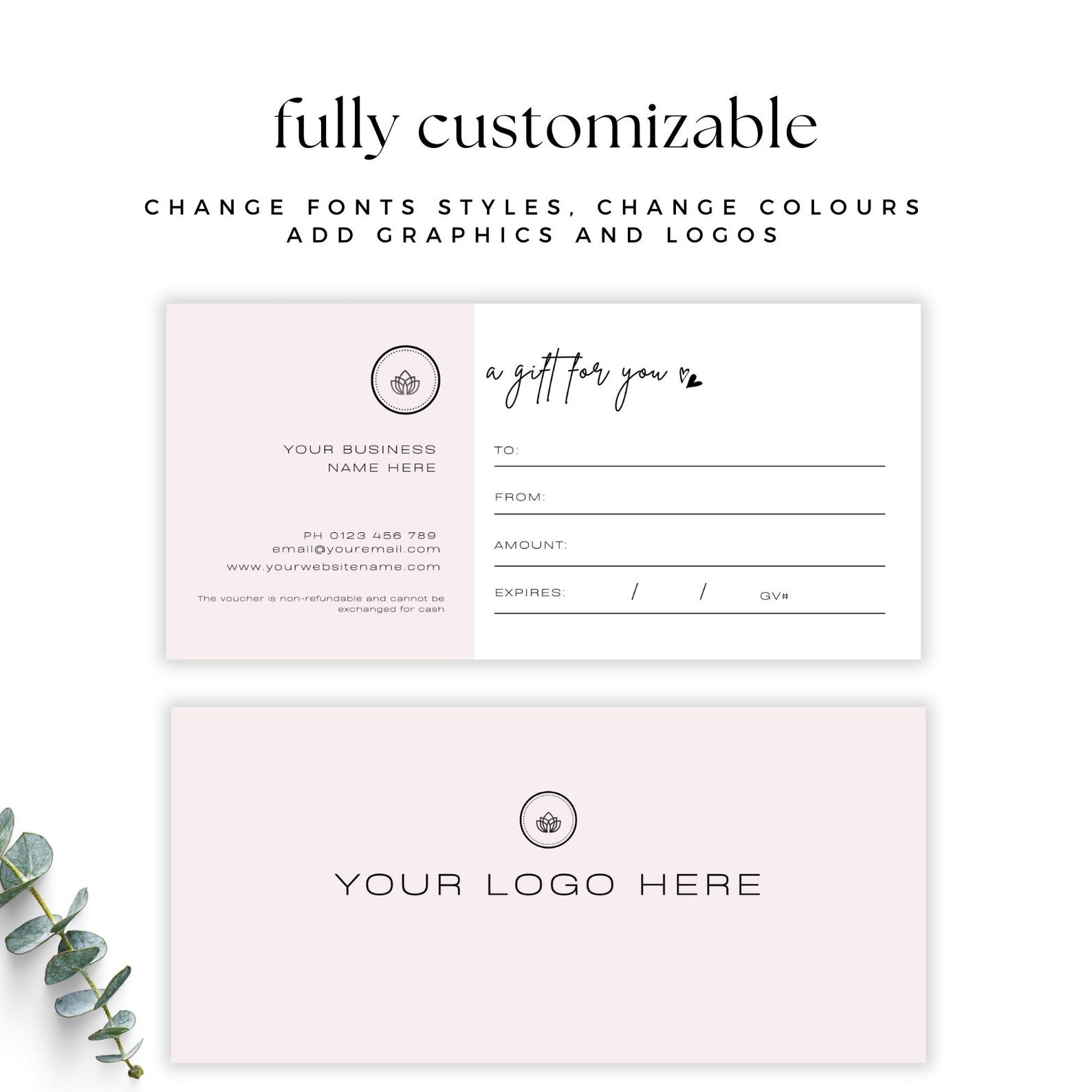 Beauty Gift Certificate Printable Modern Designed Gift Card Lash ...