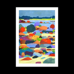 Risografia, Kerlouan, Finistère, Impressão A4, mar, Bretanha, rochas