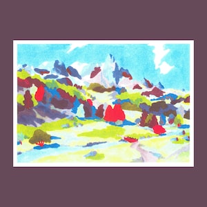 Risografie, Berg, Alpen, Risodruck, A5-Format, Illustration