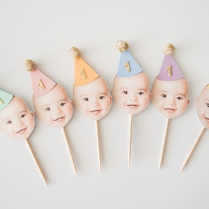 Personalised Face Cake Topper/ Number Cake Topper/1st 21st 20th 30th 40th 50th 60th 70th 80th Birthday/  Milestone cake toppers/ Pastel Gold