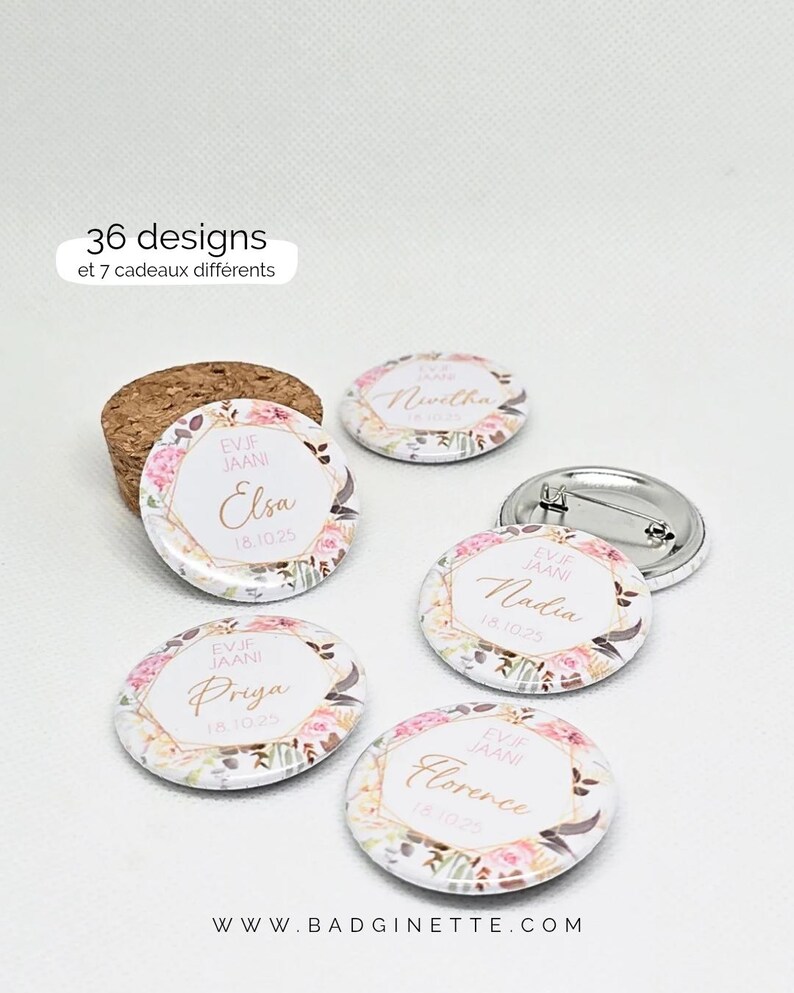 Regalo personalizado para despedida de soltera / Equipo de novias Futura novia despedida de soltera / Insignias con imán, espejo, abrebotellas, llavero / Insignia de regalo para despedida de soltera imagen 2