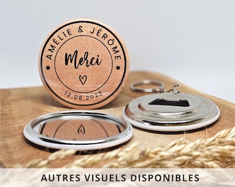 Décapsuleur miroir magnet bougie boîte dragées sel rose huile d'olive / Cadeau faveur invités mariage personnalisés / Wedding gifts guests