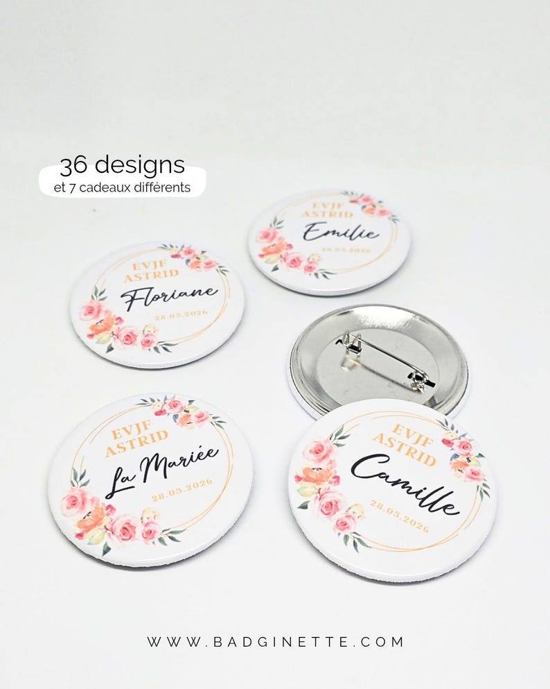Regalo personalizado para despedida de soltera / Equipo de novias Futura novia despedida de soltera / Insignias con imán, espejo, abrebotellas, llavero / Insignia de regalo para despedida de soltera imagen 3