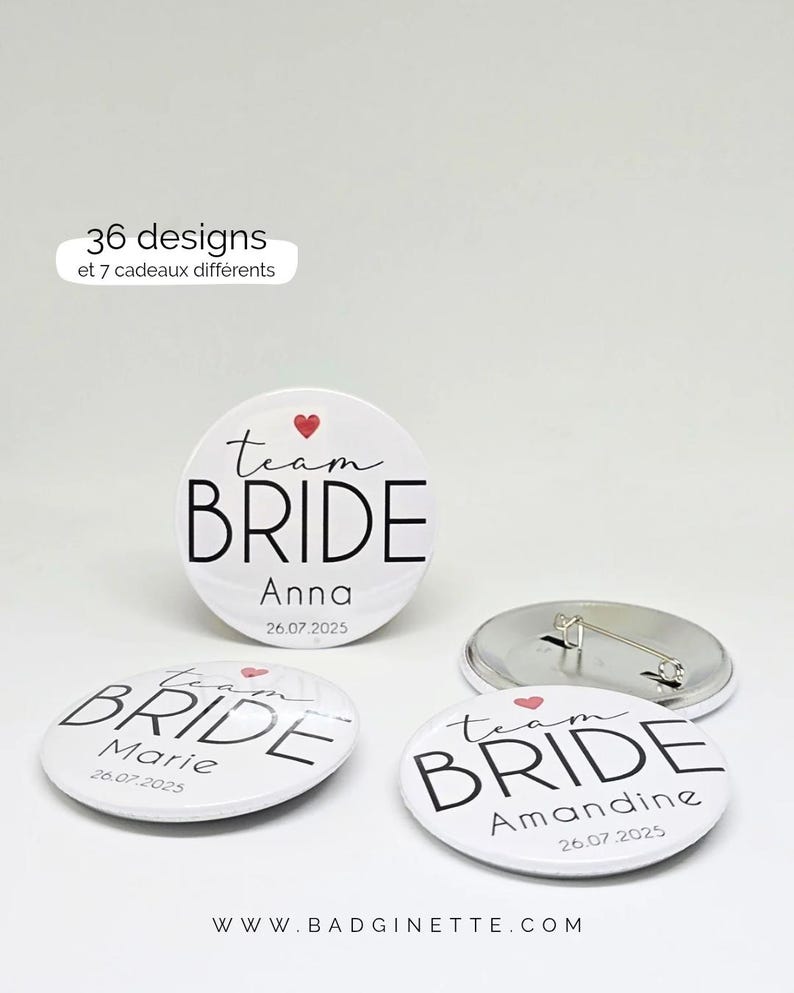 Regalo personalizado para despedida de soltera / Equipo de novias Futura novia despedida de soltera / Insignias con imán, espejo, abrebotellas, llavero / Insignia de regalo para despedida de soltera imagen 5