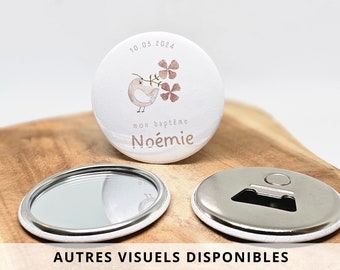 Baptême cadeau invités personnalisé / Idées cadeaux original homme femme / Décapsuleur miroir magnet bougie boîte dragées / Fille garçon