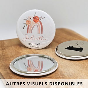 Baptême cadeau invités personnalisé / Idées cadeaux original homme femme / Magnet miroir décapsuleur bougies boîte dragées / Fille garçon