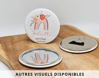 Baptême cadeau invités personnalisé / Idées cadeaux original homme femme / Magnet miroir décapsuleur bougies boîte dragées / Fille garçon