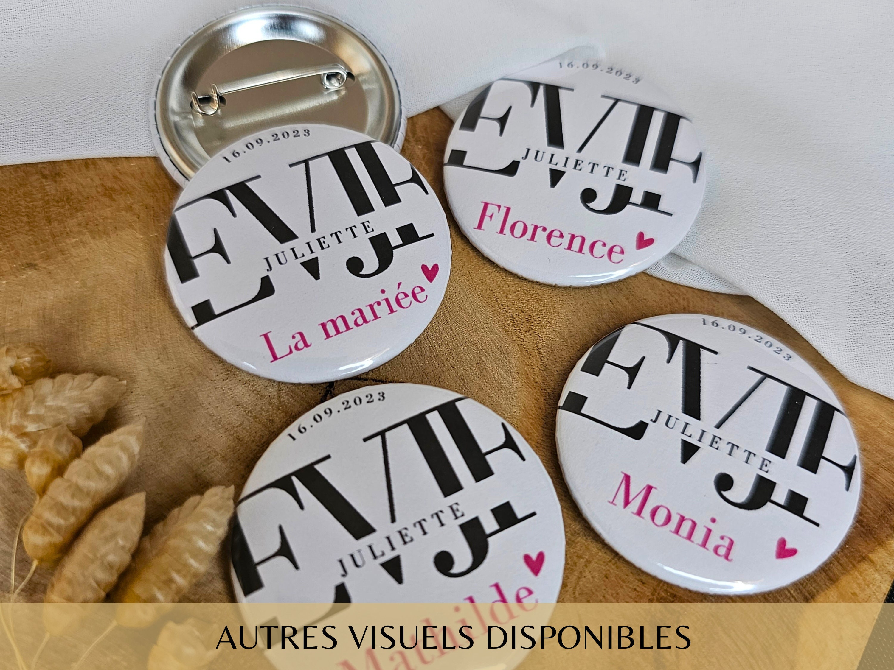 Personalized Magnetic Wooden Wedding Badge, Witness Magnet Badge, EVJF Badge  