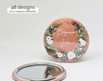 Personalized wedding favor - Elegant pocket mirror - Useful keepsake for guests