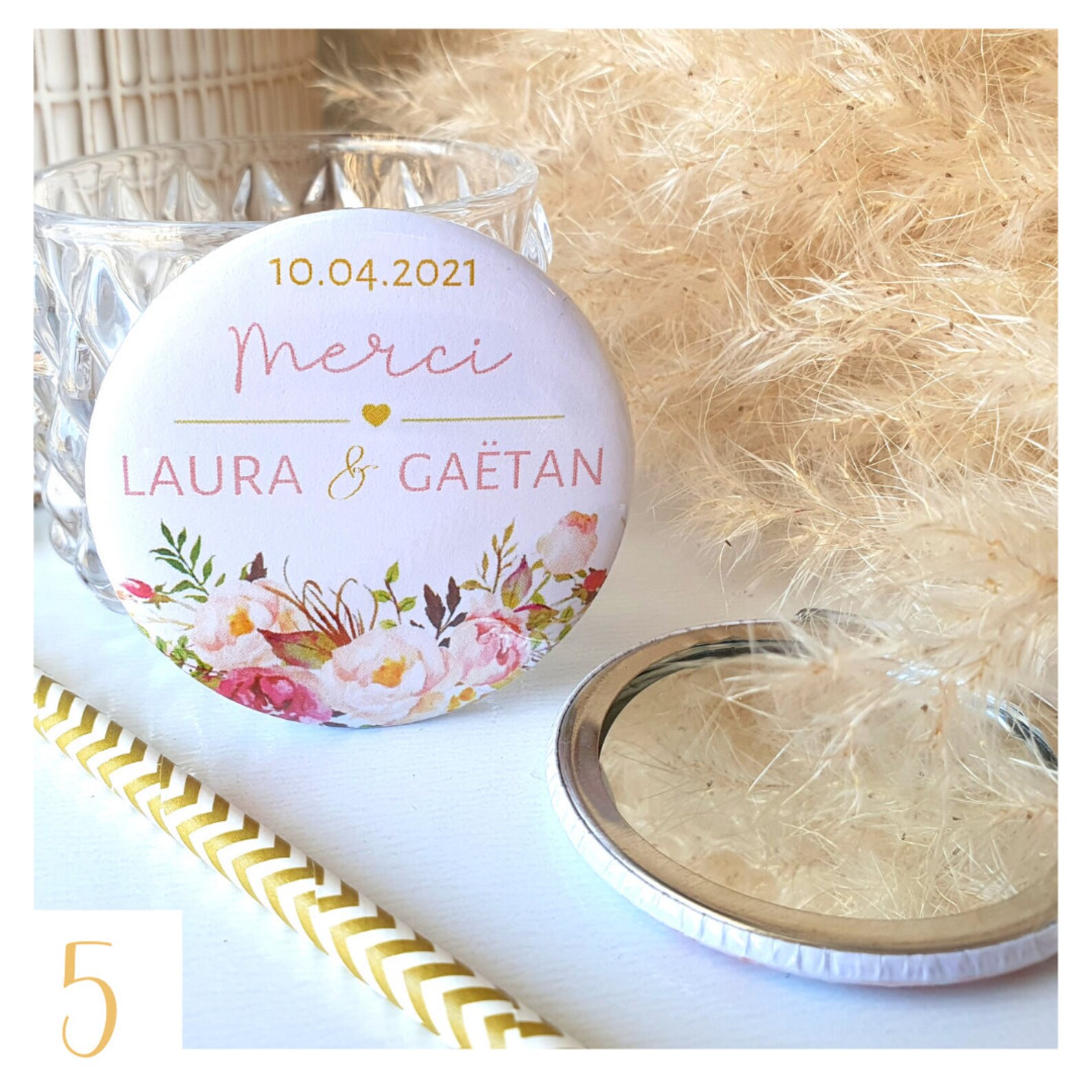 Mariage personnalisé / Badge aimant miroir décapsuleur Etsy