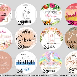 Puede incluir: Treinta y seis pegatinas redondas con diferentes dise&ntilde;os y nombres. Cada pegatina tiene un n&uacute;mero del 25 al 36. Las pegatinas presentan dise&ntilde;os florales, un unicornio, una mano haciendo el dedo medio y un tema de boda.