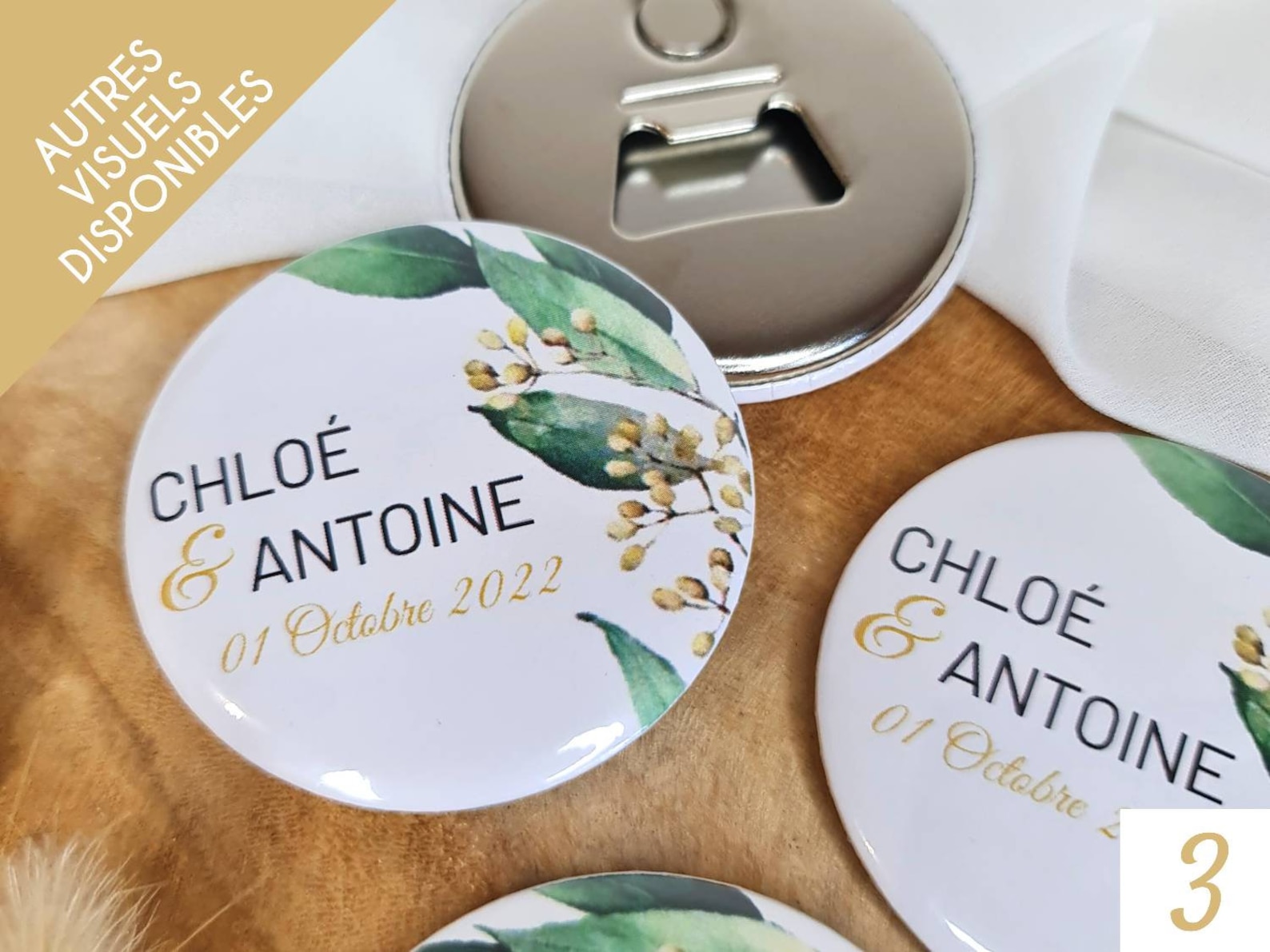 Mariage personnalisé / Badge aimant miroir décapsuleur Etsy France