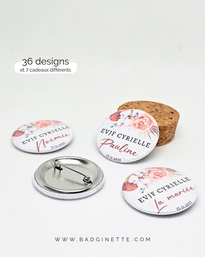 Regalo personalizado para despedida de soltera / Equipo de novias Futura novia despedida de soltera / Insignias con imán, espejo, abrebotellas, llavero / Insignia de regalo para despedida de soltera imagen 7