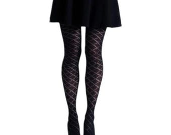 Silver Legs Diamond Crochet Tights (Made In Italy)