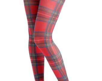 4 Styles Of Scottish Tartan / Argyle Print Tights Available (Made In Italy)